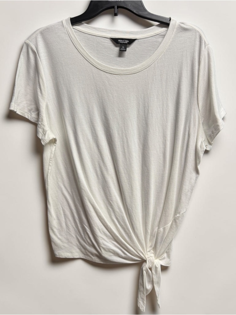 Simply Vera Wang White Tie Front Top XL NWT Soft Knit Blouse